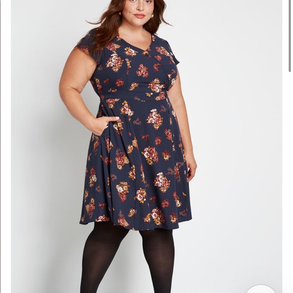 ModCloth Shortsleeve Fall Floral POCKET dress-NWOT - Picture 1 of 4